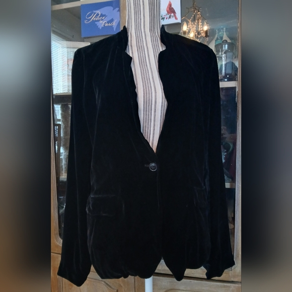 Gap Silk Black Stand Collar Blazer - 12 - Picture 9 of 9